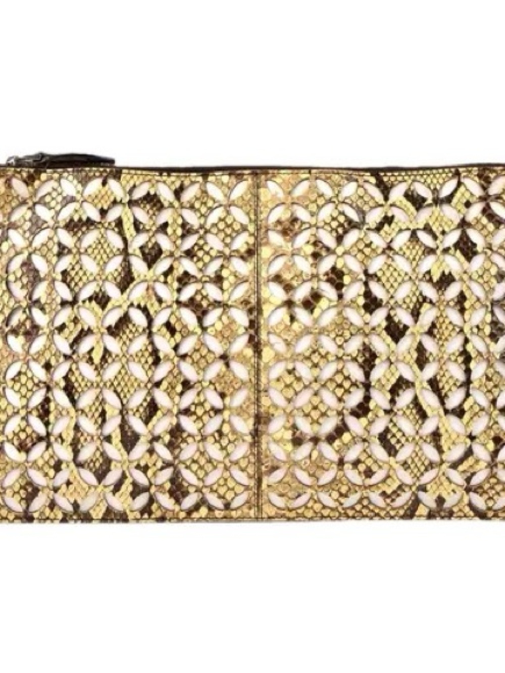 Alaïa Gold Laser-Cut Floral Wristlet Clutch